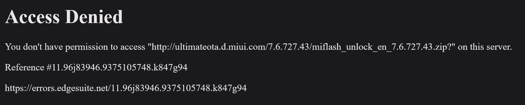 Access Denied download Mi Unlock Update